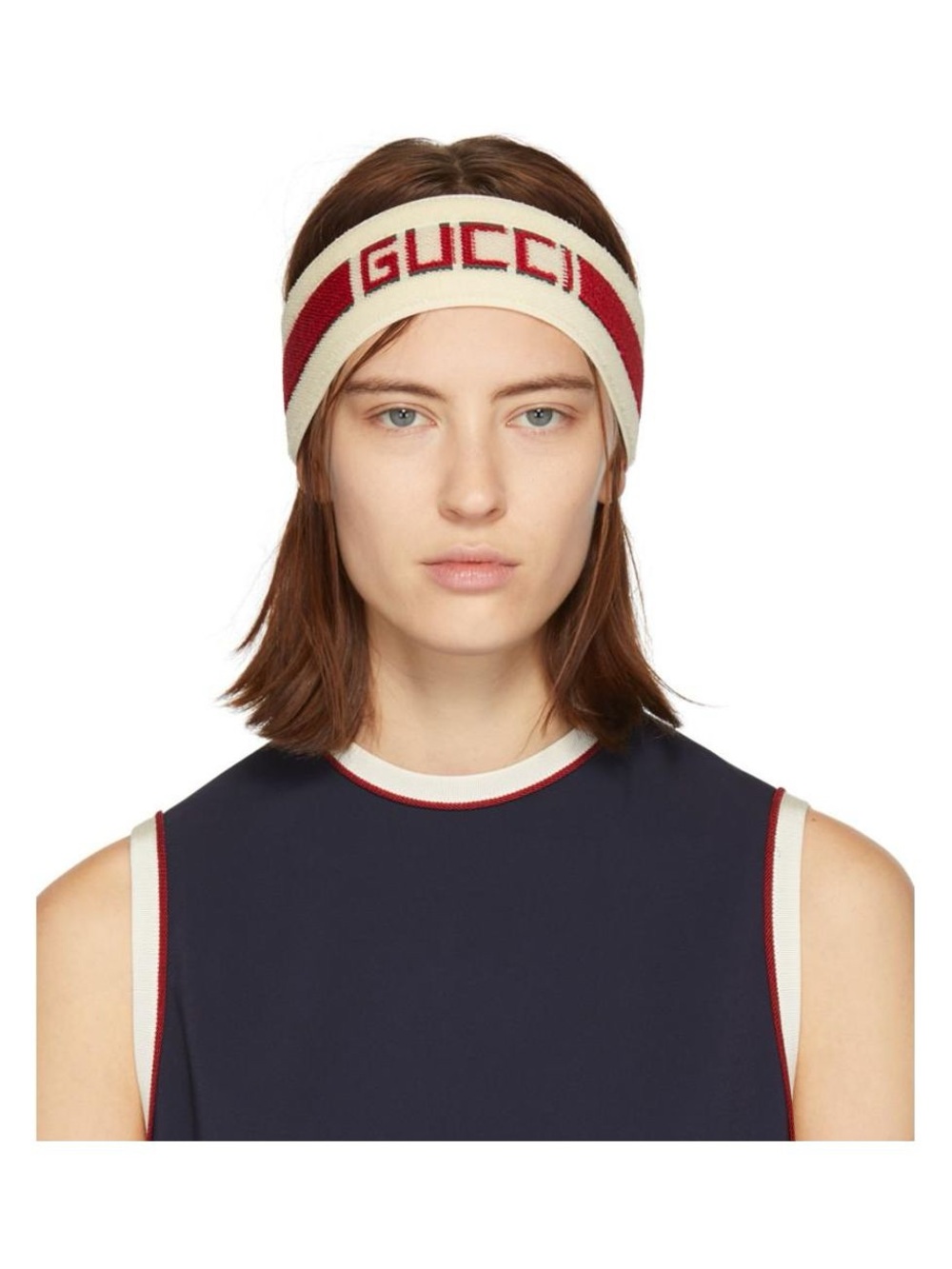 Gucci Queen Elastic Jacquard Headband Ivory/Red/Dark Green 499681 3G08 9266